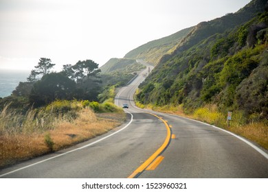 Scenic Winding Road. Beautiful Spring Landscape Road Trip. In Northern California, United States