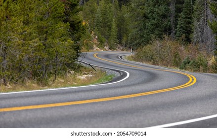 Scenic Winding Road Through Wasatch National Forest In Utah.