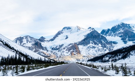 Scenic winter view of the Icefields parkway (Highway 93) in Alberta, Canada - Powered by Shutterstock