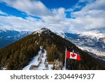 Scenic winter views from atop the Sulphur Mountain Gondola in Banff National Park Alberta Canada