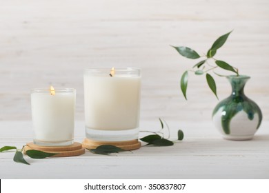 Scented Candles On White Background