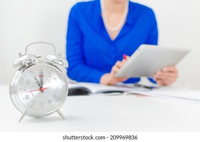 Schedule of the day. Workday. Woman working with tablet pc. - Shutterstock ID 209969836