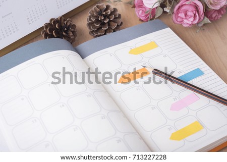 schedule diary notebook with pencil, management remind concept.