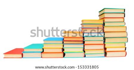 Schedule in the form of multi-coloured books. On a white background.