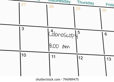 Schedule with handwritten memo „colonoscopy“