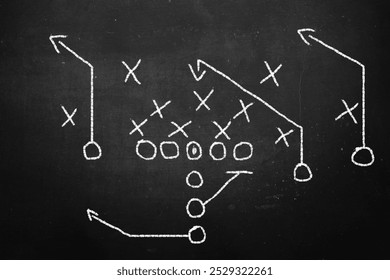 Scheme of football game on chalkboard background - Powered by Shutterstock