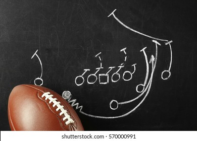 Scheme Of Football Game On Chalkboard Background