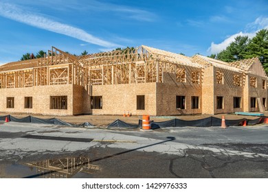 Schenectady, NY/USA  -June 2019:  A New Apartment Building Under Construction.