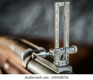 Schererville, Indiana/United States 1-25-2016. Springfield M1903 Rear Buffington Leaf Rifle Sight Mounted On M1903 Rifle