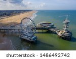 Scheveningen Beach, located near the Hague city aerial drone footage