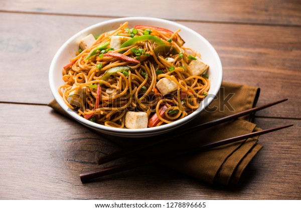 Schezwan Hakka Noodles Paneer Cottage Cheese Stock Photo Edit Now