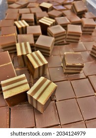 Schichtnougat (like Ildefonso); ply-nougat-cubes; famous Viennese nougat