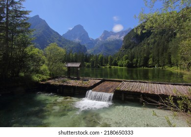 Schiederweiher Lake With The Weir In Hinterstoder, Austria