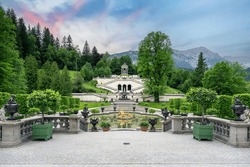 Schloss Linderhof Palace Is Located Near The Village Of Ettal In Southwest Bavaria, Germany, Europe