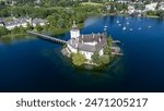 The "Schloss Ort" in Gmunden in Upper Austria - aerial photography