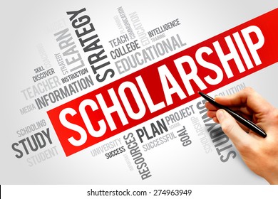 Scholarship Is A Form Of Financial Aid Awarded To Students For Further Education, Word Cloud Education Concept Background