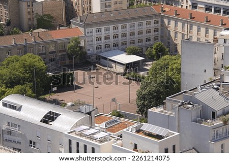School, aerial view in Paris - France