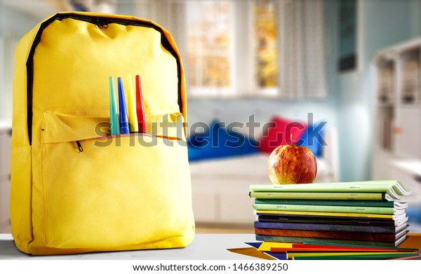 School Backpack Free Space Your Decoration Stock Photo Edit
