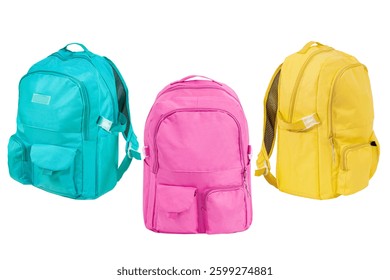Mochila escolar sobre fondo aislado. Estilo adolescente.