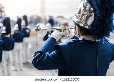 School Band Performs In Marching Band