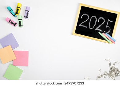 School board 2025. Back to School.  New school year. Stickers, markers and paper clips - Powered by Shutterstock