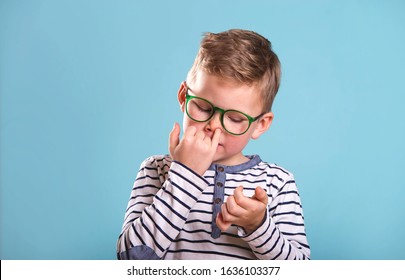 School Boy Picking His Nose. 