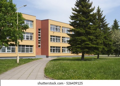 School building. Exterior view of school.

