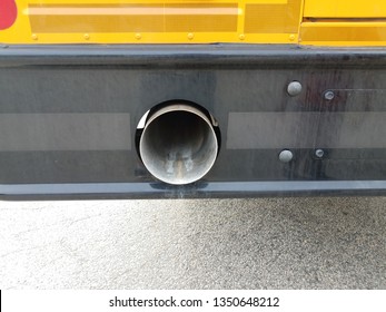 School Bus Exhaust Pipe Tube On Rear Of Bus