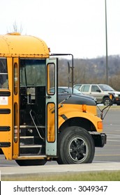 School Bus In A Parking Lot Waiting