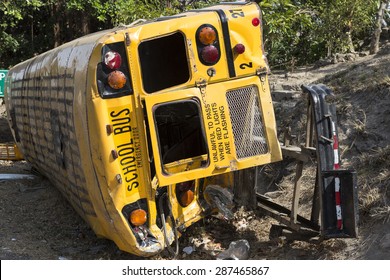 School Bus Rolled Over In An Accident 