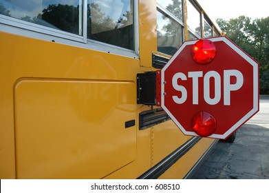 School Bus With Stop Sign