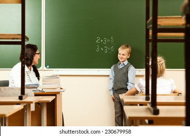 School Children Are Learning In The Half Empty Classroom During Epidemic Of Flu.