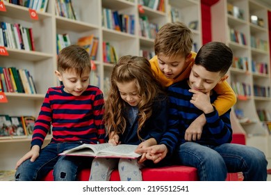 School Children Library Reading Books Doing Stock Photo 2195512541 ...