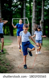 Little Children Playing Hopscotch Outdoors Stock Photo 744829210 