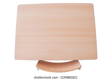 School Desk And Chair Seen From Above, Wood Material, Background White