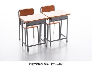 School Desk On White Background