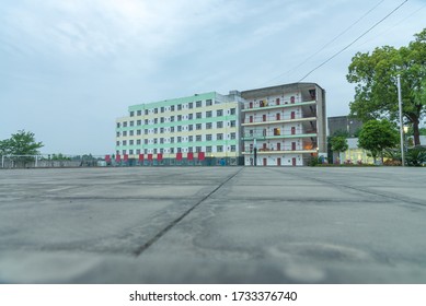 School Dormitory Building At Night