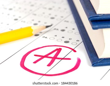 School and Education. Test paper with result