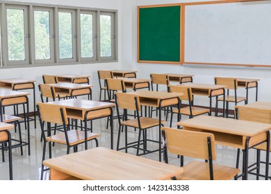 Empty School Classroom Desks Chair Wood Stock Photo (Edit Now) 1174837246