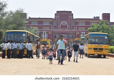 The School Was Evacuated After The Murder Of A 7-year-old Student At Ryan International School. Police Investigating At The Site Of The Murder In The School. Gurgaon, India. September 08, 2017.