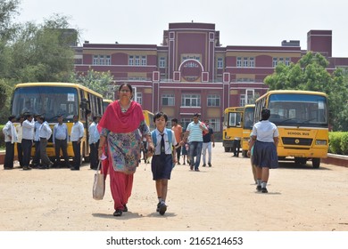 The School Was Evacuated After The Murder Of A 7-year-old Student At Ryan International School. Police Investigating At The Site Of The Murder In The School. Gurgaon, India. September 08, 2017.