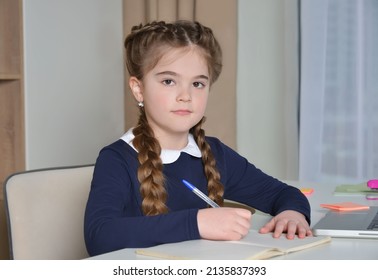 School Girl Pigtails School Uniform Looking Stock Photo 2135837393 ...