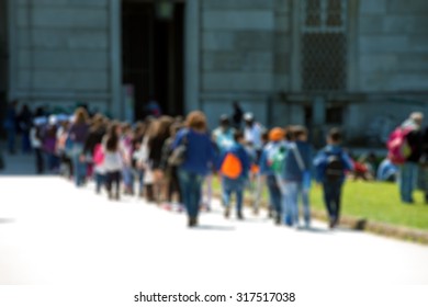 School Group During A Trip, Blurry