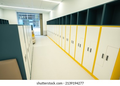 School Or Gym Lockers, Empty High School, Modern Design