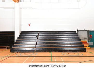 School Gymnasium Bleachers Pulled Out And Empty