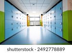 School hallway with storage cabinets