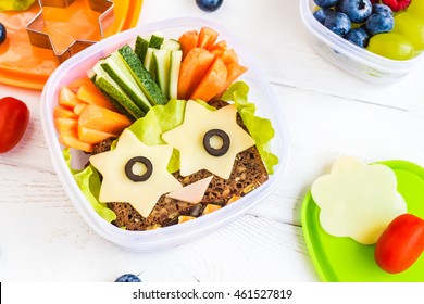 School Lunch Box For Kids. Back To School.Top View