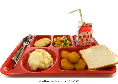 School Lunch Tray On White Background