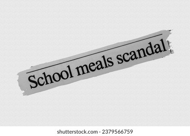 School meals scandal - news story from 1975 UK newspaper headline article title