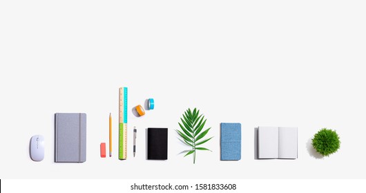 School And Office Stationery Supplies From Above